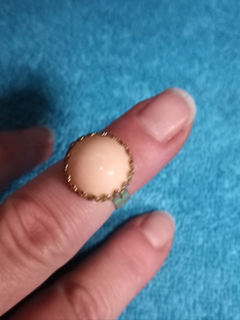 Classic Peach Cabochon Gold-Tone Adjustable Ring - Women's Jewelry